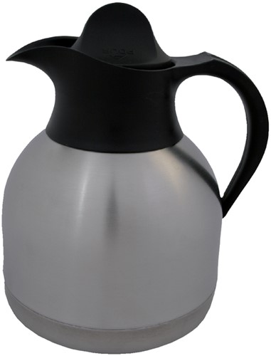 Koffiekan 1liter roestvrijstaal zwarte dop 1 Stuk