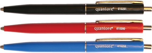 Balpen Quantore drukknop en metalen clip zwart 1 Stuk-2