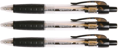 Balpen Quantore rubberen grip drukknop zwart 1 Stuk-2