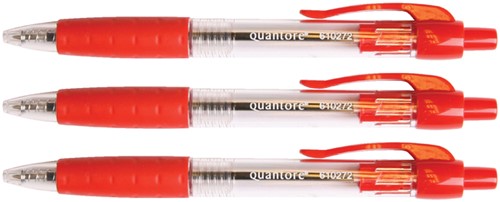 Balpen Quantore rubberen grip drukknop rood 1 Stuk