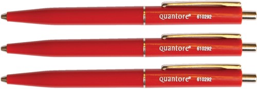 Balpen Quantore drukknop en metalen clip rood 1 Stuk