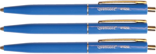 Balpen Quantore drukknop en metalen clip blauw 1 Stuk