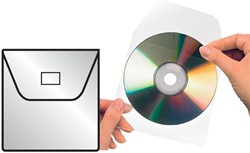 Cd/dvd hoes Djois 127x127mm klep tr 25st 25 Stuk