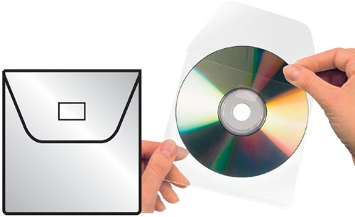 Cd/dvd hoes Djois 127x127mm klep tr 25st 25 Stuk