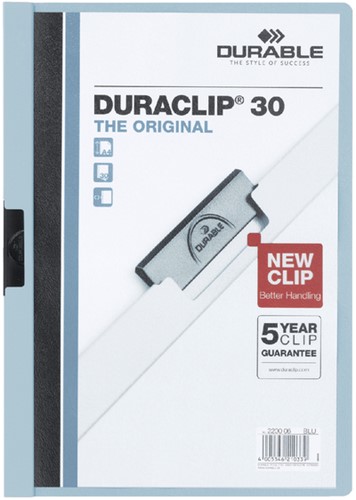 Klemmap Durable Duraclip A4 3mm 30v lichtblauw 1 Stuk