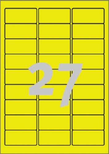 Etiket Avery L6004-25 63.5x29.6 neon geel 675stuks 25 Vel-2