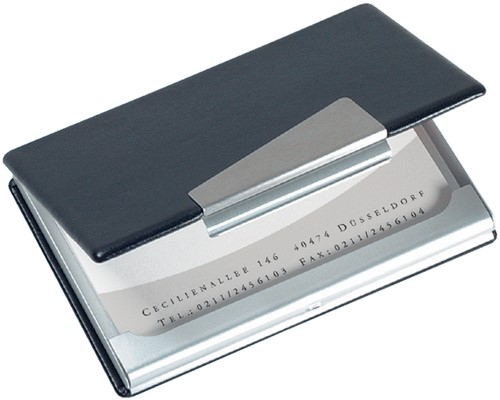 Visitekaartetui Sigel 20krt 90x58mm aluminium 1 Stuk