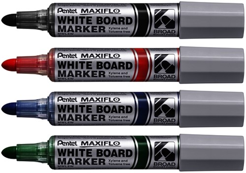 Whiteboardmarker Pentel MWL5M 3mm assorti 4 Stuk-1