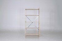 Vurenhouten legbordstelling, afmeting H.210 x B.100 x D.40cm. Bestaande uit 2 staanders en 5 legborden (max.80kg per legbord) In diverse afmetingen leverbaar!-2