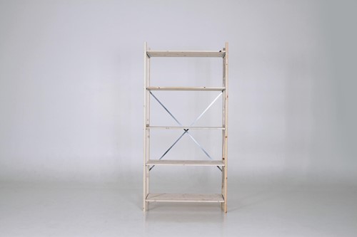 Vurenhouten legbordstelling, afmeting H.210 x B.100 x D.40cm. Bestaande uit 2 staanders en 5 legborden (max.80kg per legbord) In diverse afmetingen leverbaar!-2