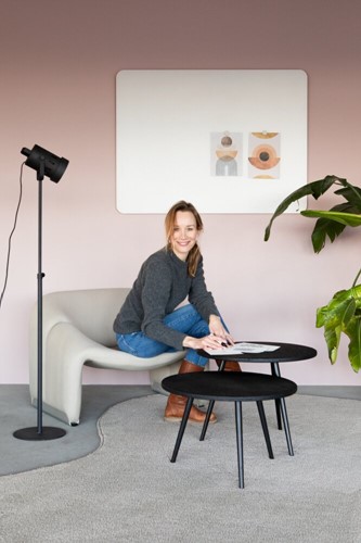 MATTE glasbord met afgeronde hoeken, warmgrey, afmeting 90x120cm-2