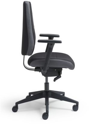 Ergonomische bureaustoel volgens NEN-EN 1335, 2D-armleggers, stof zwart, antraciete accenten zijkant.-2