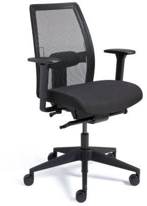 Ergonomische bureaustoel volgens NEN-EN 1335, 2D-armleggers, stof zwart, antraciete accenten zijkant.-3